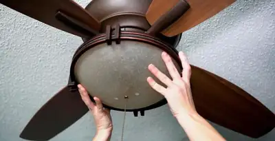 Ceiling fan repair and reinstallation on ceiling mount in Buffalo, NY