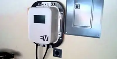 Electric car charger installation with wall-mounted EV charging station in Buffalo, NY