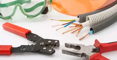 Electrical wiring repair with professional tools and safety equipment in Tonawanda, NY