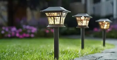 landscape lighting installation services with professionally installed pathway lights in Buffalo, NY